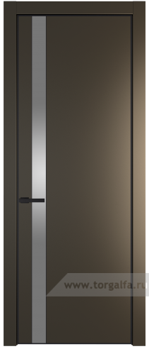 Дверь со стеклом ProfilDoors 18PA Lacobel Серебряный лак с профилем Черный матовый RAL9005 (Перламутр бронза)