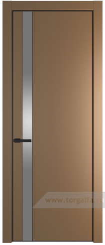 Дверь со стеклом ProfilDoors 18PA Lacobel Серебряный лак с профилем Черный матовый RAL9005 (Перламутр золото)