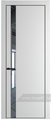 Дверь со стеклом ProfilDoors 18PA Зеркало с профилем Черный матовый RAL9005 (Крем Вайт (RAL 120-02))
