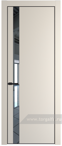 Дверь со стеклом ProfilDoors 18PA Зеркало с профилем Черный матовый RAL9005 (Кремовая Магнолия (RAL 120-04))