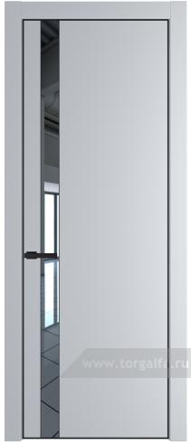 Дверь со стеклом ProfilDoors 18PA Зеркало с профилем Черный матовый RAL9005 (Лайт Грей (RAL 870-01))