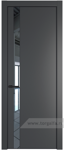Дверь со стеклом ProfilDoors 18PA Зеркало с профилем Черный матовый RAL9005 (Графит (Pantone 425С))