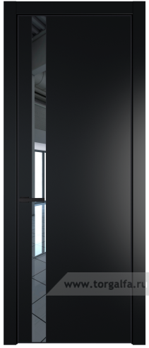 Дверь со стеклом ProfilDoors 18PA Зеркало с профилем Черный матовый RAL9005 (Блэк)