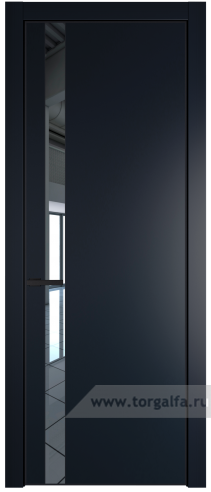 Дверь со стеклом ProfilDoors 18PA Зеркало с профилем Черный матовый RAL9005 (Нэви Блу (RAL 7016))
