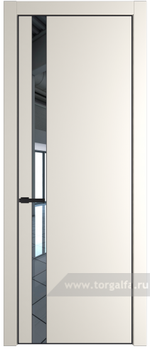 Дверь со стеклом ProfilDoors 18PA Зеркало с профилем Черный матовый RAL9005 (Перламутр белый)