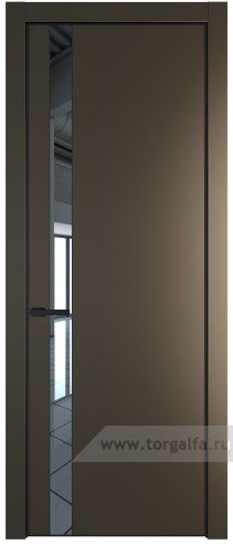 Дверь со стеклом ProfilDoors 18PA Зеркало с профилем Черный матовый RAL9005 (Перламутр бронза)