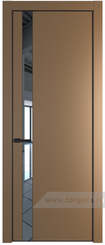 Дверь со стеклом ProfilDoors 18PA Зеркало с профилем Черный матовый RAL9005 (Перламутр золото)