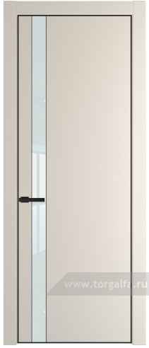 Дверь со стеклом ProfilDoors 18PA Lacobel Белый лак с профилем Черный матовый RAL9005 (Кремовая Магнолия (RAL 120-04))