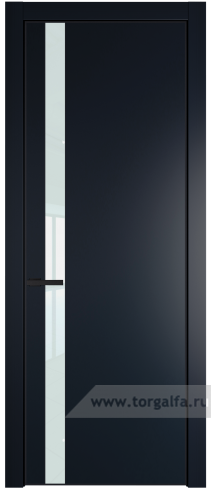 Дверь со стеклом ProfilDoors 18PA Lacobel Белый лак с профилем Черный матовый RAL9005 (Нэви Блу (RAL 7016))