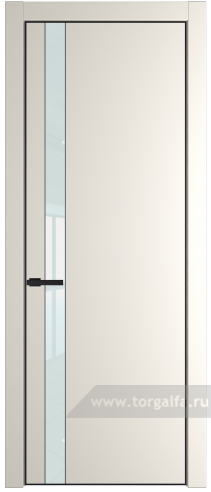 Дверь со стеклом ProfilDoors 18PA Lacobel Белый лак с профилем Черный матовый RAL9005 (Перламутр белый)