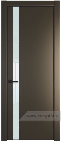 Дверь со стеклом ProfilDoors 18PA Lacobel Белый лак с профилем Черный матовый RAL9005 (Перламутр бронза)