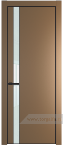 Дверь со стеклом ProfilDoors 18PA Lacobel Белый лак с профилем Черный матовый RAL9005 (Перламутр золото)