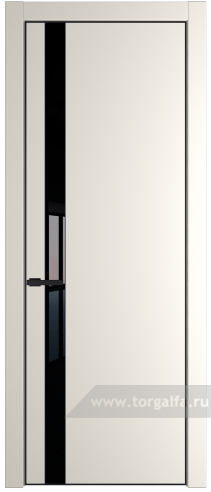Дверь со стеклом ProfilDoors 18PA Lacobel Черный лак с профилем Черный матовый RAL9005 (Перламутр белый)
