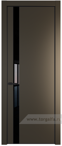 Дверь со стеклом ProfilDoors 18PA Lacobel Черный лак с профилем Черный матовый RAL9005 (Перламутр бронза)