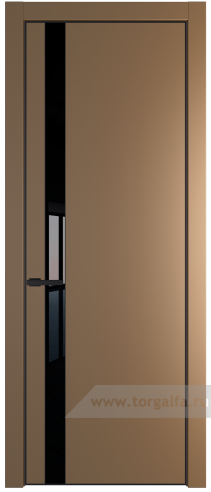Дверь со стеклом ProfilDoors 18PA Lacobel Черный лак с профилем Черный матовый RAL9005 (Перламутр золото)