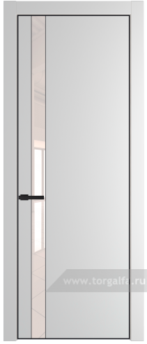 Дверь со стеклом ProfilDoors 18PA Lacobel Перламутровый лак с профилем Черный матовый RAL9005 (Крем Вайт (RAL 120-02))