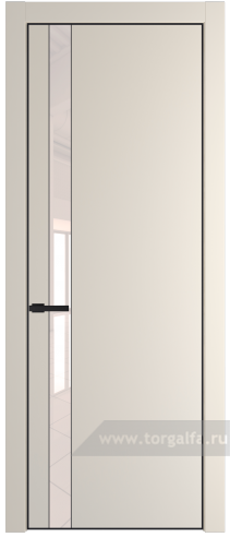 Дверь со стеклом ProfilDoors 18PA Lacobel Перламутровый лак с профилем Черный матовый RAL9005 (Кремовая Магнолия (RAL 120-04))