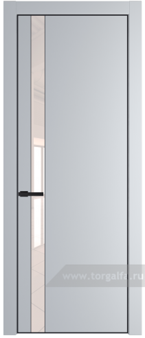 Дверь со стеклом ProfilDoors 18PA Lacobel Перламутровый лак с профилем Черный матовый RAL9005 (Лайт Грей (RAL 870-01))