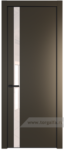 Дверь со стеклом ProfilDoors 18PA Lacobel Перламутровый лак с профилем Черный матовый RAL9005 (Перламутр бронза)