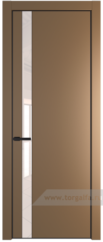 Дверь со стеклом ProfilDoors 18PA Lacobel Перламутровый лак с профилем Черный матовый RAL9005 (Перламутр золото)