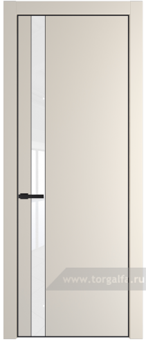 Дверь со стеклом ProfilDoors 18PA Лак классик с профилем Черный матовый RAL9005 (Кремовая Магнолия (RAL 120-04))