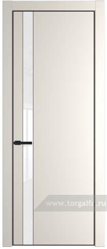 Дверь со стеклом ProfilDoors 18PA Лак классик с профилем Черный матовый RAL9005 (Перламутр белый)