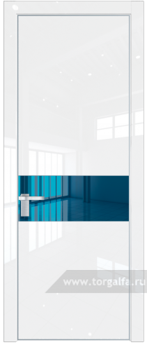 Дверь со стеклом ProfilDoors 17LE Зеркало Blue с кромкой Серебро (Белый люкс)