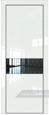 Дверь со стеклом ProfilDoors 17LE Лоран узор золото с кромкой Черный матовый RAL9005 ( ДаркВайт люкс)