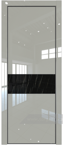 Дверь со стеклом ProfilDoors 17LE Неро мрамор с кромкой Черный матовый RAL9005 (Галька люкс)