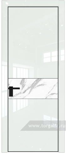 Дверь со стеклом ProfilDoors 17LE Нефи белый узор серебро с кромкой Черный матовый RAL9005 ( ДаркВайт люкс)