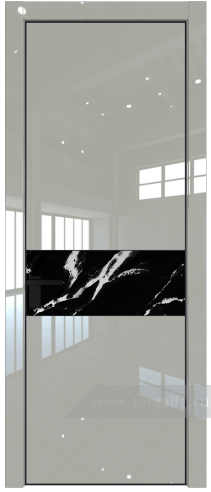 Дверь со стеклом ProfilDoors 17LE Нефи черный узор серебро с кромкой Черный матовый RAL9005 (Галька люкс)