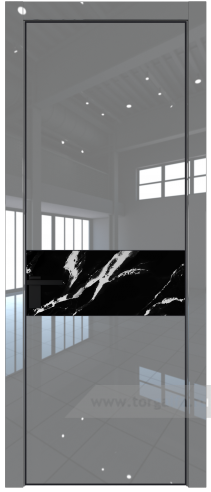 Дверь со стеклом ProfilDoors 17LE Нефи черный узор серебро с кромкой Черный матовый RAL9005 (Грей люкс)