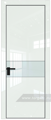 Дверь со стеклом ProfilDoors 17LE Lacobel Белый лак с кромкой Черный матовый RAL9005 ( ДаркВайт люкс)