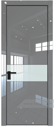 Дверь со стеклом ProfilDoors 17LE Lacobel Белый лак с кромкой Черный матовый RAL9005 (Грей люкс)