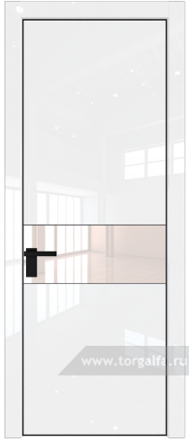 Дверь со стеклом ProfilDoors 17LE Lacobel Перламутровый лак с кромкой Черный матовый RAL9005 (Белый люкс)