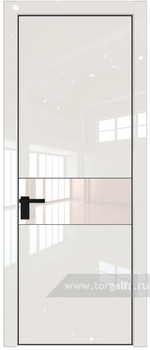 Дверь со стеклом ProfilDoors 17LE Lacobel Перламутровый лак с кромкой Черный матовый RAL9005 (Магнолия люкс)