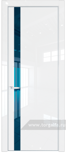 Дверь со стеклом ProfilDoors 18LE Зеркало Blue с кромкой Серебро (Белый люкс)