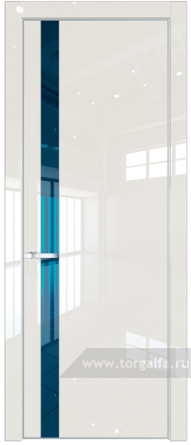 Дверь со стеклом ProfilDoors 18LE Зеркало Blue с кромкой Серебро (Магнолия люкс)