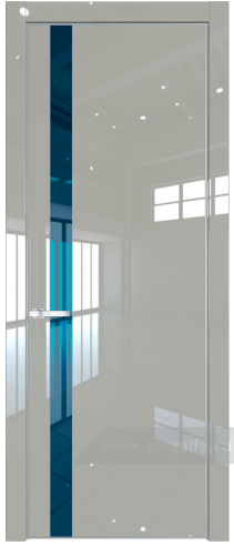 Дверь со стеклом ProfilDoors 18LE Зеркало Blue с кромкой Серебро (Галька люкс)