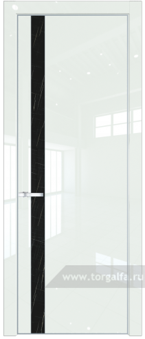 Дверь со стеклом ProfilDoors 18LE Неро мрамор с кромкой Серебро ( ДаркВайт люкс)