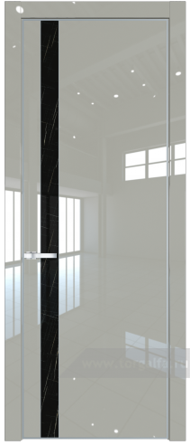 Дверь со стеклом ProfilDoors 18LE Неро мрамор с кромкой Серебро (Галька люкс)