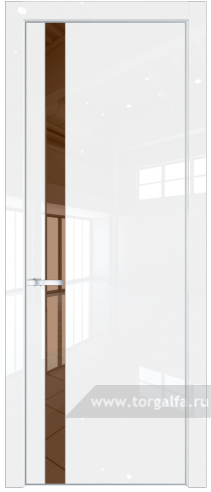 Дверь со стеклом ProfilDoors 18LE Зеркало Bronza с кромкой Серебро (Белый люкс)