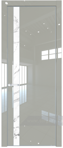 Дверь со стеклом ProfilDoors 18LE Нефи белый узор серебро с кромкой Серебро (Галька люкс)