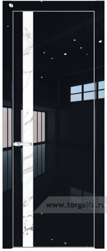 Дверь со стеклом ProfilDoors 18LE Нефи белый узор серебро с кромкой Серебро (Черный люкс)