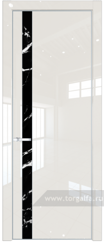 Дверь со стеклом ProfilDoors 18LE Нефи черный узор серебро с кромкой Серебро (Магнолия люкс)