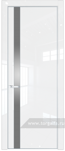 Дверь со стеклом ProfilDoors 18LE Lacobel Серебряный лак с кромкой Серебро (Белый люкс)