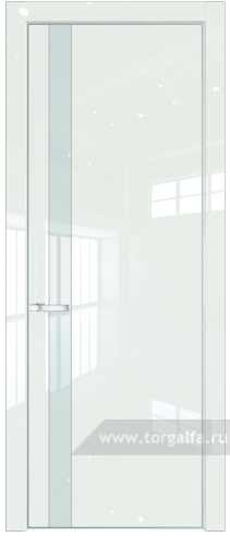 Дверь со стеклом ProfilDoors 18LE Lacobel Белый лак с кромкой Серебро ( ДаркВайт люкс)