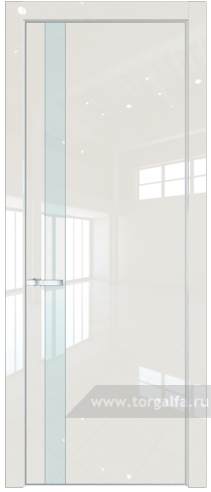 Дверь со стеклом ProfilDoors 18LE Lacobel Белый лак с кромкой Серебро (Магнолия люкс)