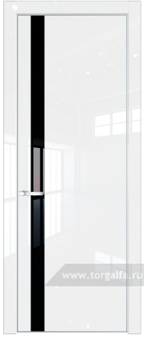 Дверь со стеклом ProfilDoors 18LE Lacobel Черный лак с кромкой Серебро (Белый люкс)