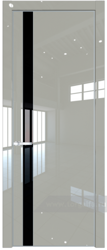 Дверь со стеклом ProfilDoors 18LE Lacobel Черный лак с кромкой Серебро (Галька люкс)